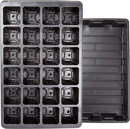 LOVEDAY 10 Pack -240 Cells -24 Grow Trays with Humidity Dome and Cell Insert - Mini Propagator for Seed Starting and Growing Healthy Plants Durable Reusable and Recyclable