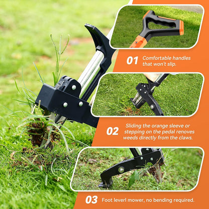 Weed Puller Tool,Detachable Stand Up Weed Puller with Long Handle,3-Claw Steel Head Weeder Tool,No Bending/Kneeling for Lawn, Yard & Garden Tool,Easily Remove Weeds