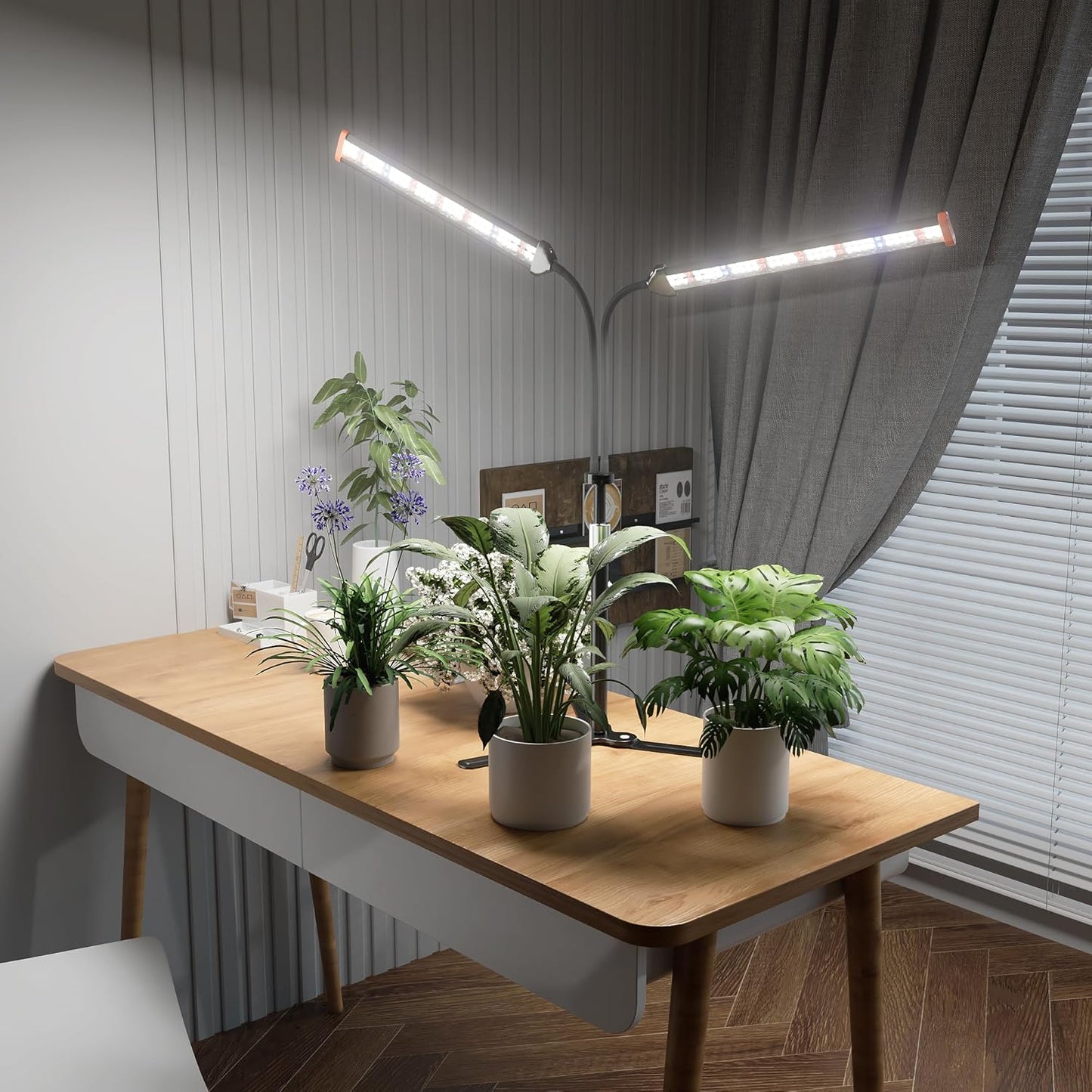 GooingTop Grow Light for Indoor Plants,5000K Full Spectrum Growing Plant Lamp with White Red Blue LED for Pots Succulents Seed Starting,Height Adjustable 10-32'' with Optional Dimming & Timer