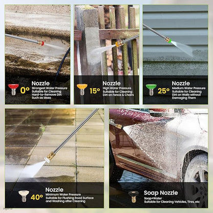 Commercial 3500PSI 2.4GPM 79.7CC Gas Pressure Washer, 2.5 HP Professional Gas Power Washer with 5 Nozzles 25FT Hose Foam Bottle for Car Fence Driveway Yard (EPA/CARB/ETL Compliant), Green