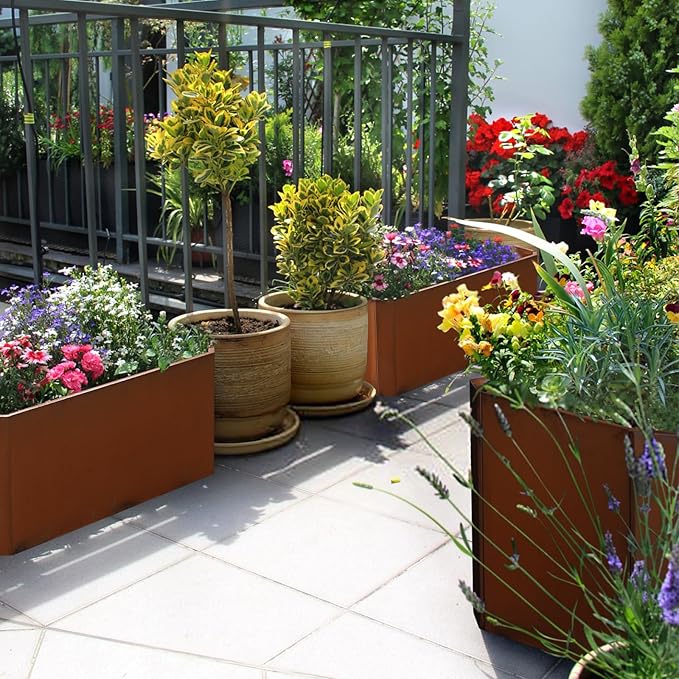 Steel Planter Box-36"x15"x15"-Large Rectangular Planter Matel -Outdoor Indoor-Corten Steel Planter Box Heavy Duty Commercial Residential for Patio Porch Deck Home Backyard