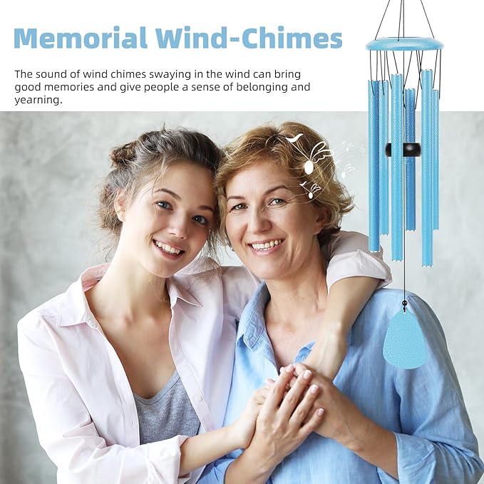 Aluminium Wind Chimes 26 Inches to Create a Zen Atmosphere Suitable for Outdoor, Garden, Patio Decoration. Classic Blue Wind Chimes with Wind Catcher Suitable as A Gift for Unisex