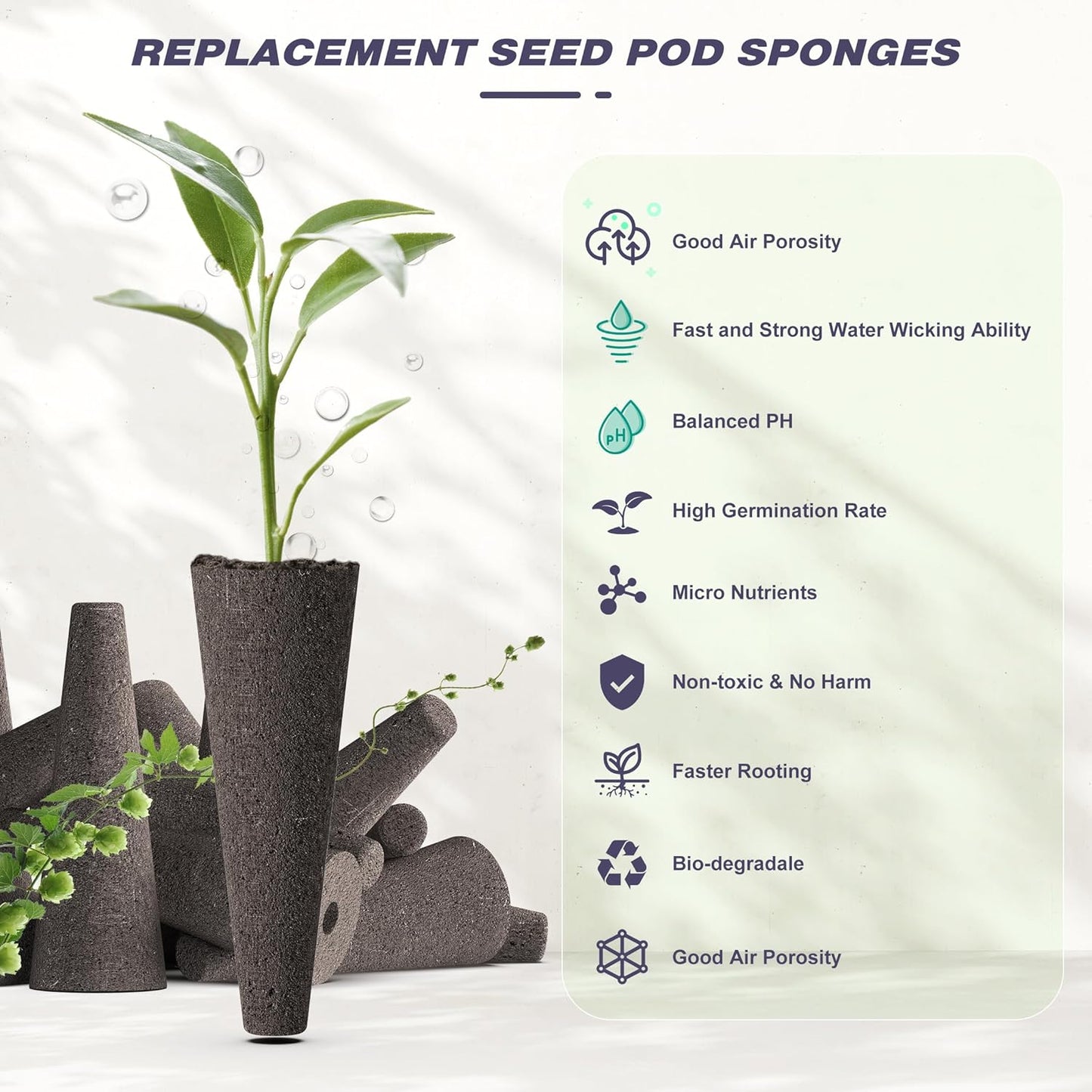 125 PCS Hydroponic Pods for Aerogarden, Grow Anything Seed Pod Kit with 50 Grow Sponges, 50 Labels 12 Grow Baskets, 12 Grow Domes and 1 Tweezers - Compatible with Hydroponics Growing System Kit