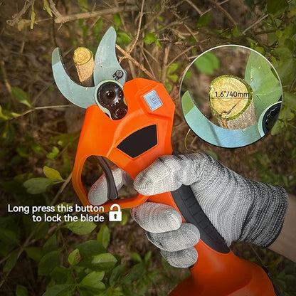 Electric Pruning Shears, Cordless Secateurs Battery Branch Cutter with 2PCS 2.0Ah Lithium-ion Battery, 40mm(1.6 inch) Powered Professional Brushless Pruning for Tree Branch, SK5 Blades