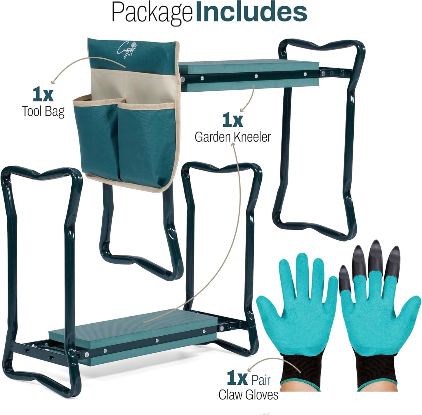 Garden Seat and Kneeler - Upgraded Widened EVA Cushion Seat (6.1” Wider), Thick & Wide Garden Stool, Foldable with Pouch, Gloves & Tool Bag – Gardening Gifts for Parents & Seniors