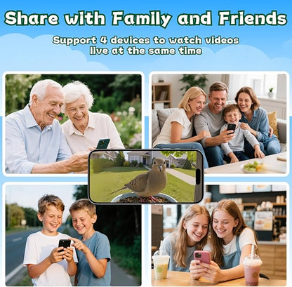 Smart Bird Feeder with Camera, 2.4GHz WiFi Watching Camera Bird Feeders for Outdoors Solar Powered, AI Identify 11,000 Birds Species, Instant Arrival Alerts, Auto Capture 2K HD Live Videos