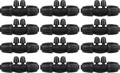 1/2 to 1/4 Drip Irrigation Fittings,4-Ways Barbed Tee 1/2 inch Drip Irrigation Tubing (1/2" ID x0.6-0.63" OD) 16mm to 1/4 inch Irrigation Tube Fitting Anti-Drop Barbed Connectors,12Pcs