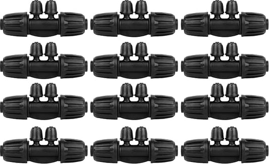 1/2 to 1/4 Drip Irrigation Fittings,4-Ways Barbed Tee 1/2 inch Drip Irrigation Tubing (1/2" ID x0.6-0.63" OD) 16mm to 1/4 inch Irrigation Tube Fitting Anti-Drop Barbed Connectors,12Pcs