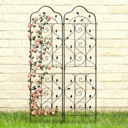 hogardeck 4 Packs 60 * 18 inch Metal Garden Trellis for Climbing Plants Outdoor,Heavy Duty,Black Coating Rustproof Trellis for Rose, Vegetable, Flowers, Expandable,Perfect for Training Climbing Plants