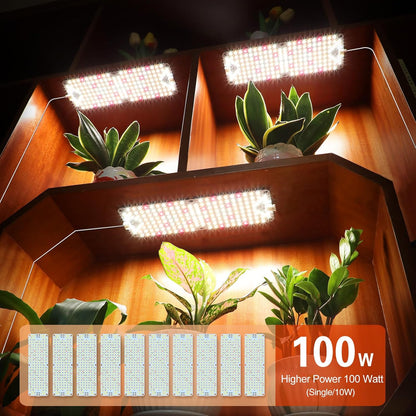 10Pack Panel Grow Lights for Indoor Plants, Seed Starting, Vegetables, Pot Plants, Bonsai with Timer, Ultra-Thin Under Cabinet & Shelf Full Spectrum LED Plant Growing Lamps, Multi-Panels Free Connect