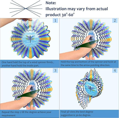 Dragonfly Animated Wind Spinner - 12″ Kinetic 3D Hanging Sculpture, Creates Dragonfly Animation Effect | Patio Lawn Garden Decor, Creative Gifts for Mother/Father/Women/Men