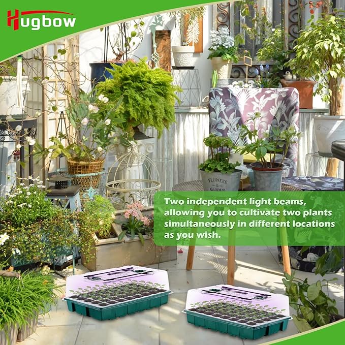 Seed Starter 4 Pack 160-Cell Tray with Grow Lights and Heat Mat,Seed Growing Tray, Germination & Plant Propagation Station for Indoor Plants