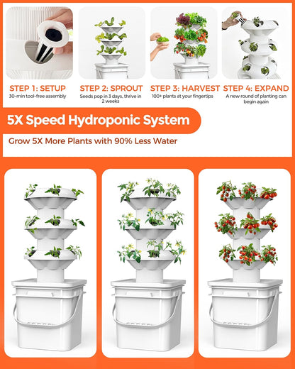 18 Plants hydroponic Growing System kit, hydroponic Tower Indoor Garden, 10-Liter Large-Capacity Water Tank Circulation, soilless Planting Vegetables and Fruits,Suitable for Indoor and Outdoor