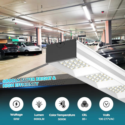 4FT LED Shop Light, 50W, 6000LM, 5000K Daylight, Linkable 4 Foot LED Light Fixture for Garage, 48 Inch Linear LED Light for Workshop, Utility Shop Lights, Suspended & Flush Mount, 6 Pack