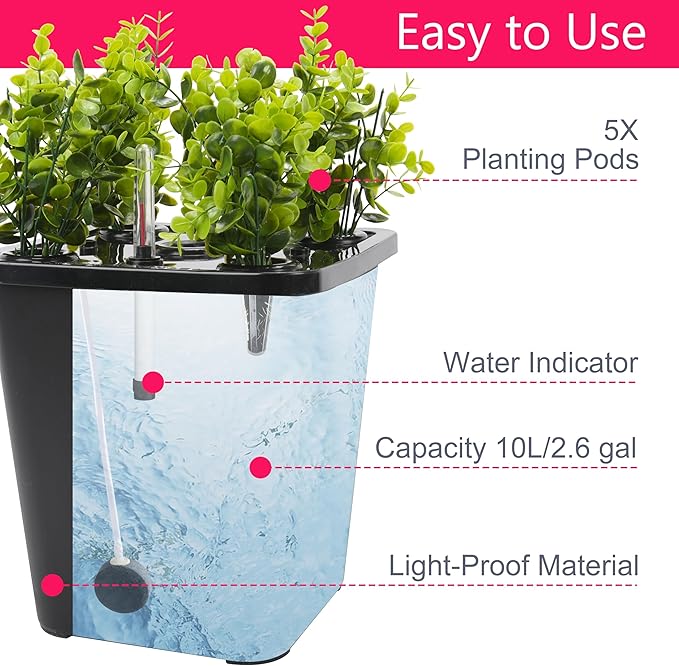 DWC 2 Hydroponic Buckets Kit for Plants, Hydroponics Growing System for Herbs/Tomato/Vegetables, DWC System with Air Pump & Germination Tray (Complete Indoor Hydroponic Gardening Supplies) (Black)