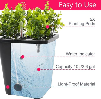 DWC 2 Hydroponic Buckets Kit for Plants, Hydroponics Growing System for Herbs/Tomato/Vegetables, DWC System with Air Pump & Germination Tray (Complete Indoor Hydroponic Gardening Supplies) (Black)