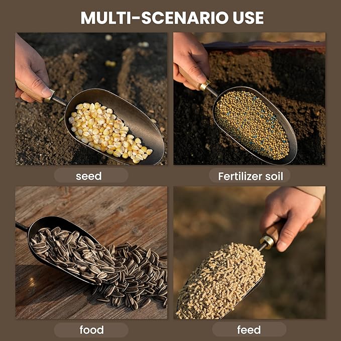 Soil Scoop Garden Trowel, Garden Spade with Ergonomic Walnut Handle, Small Hand Shovel for Transplanting, Digging and Cultivating