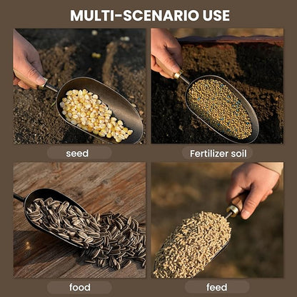 Soil Scoop Garden Trowel, Garden Spade with Ergonomic Walnut Handle, Small Hand Shovel for Transplanting, Digging and Cultivating