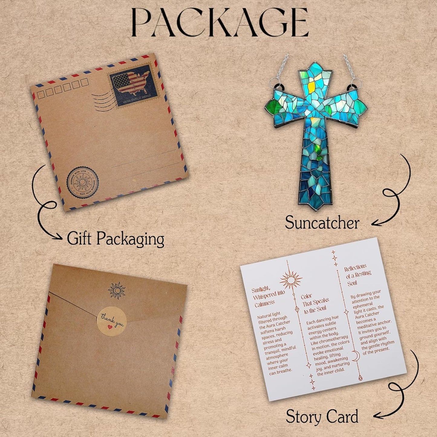 Mosaic Cross Acrylic Suncatcher Stained Glass Effect Window Car Hanging Christmas Ornament Indoor Outdoor Decor Garden Jesus Sun Catcher Panels for Family Christmas Jesus Gift for Women Mom Grandma