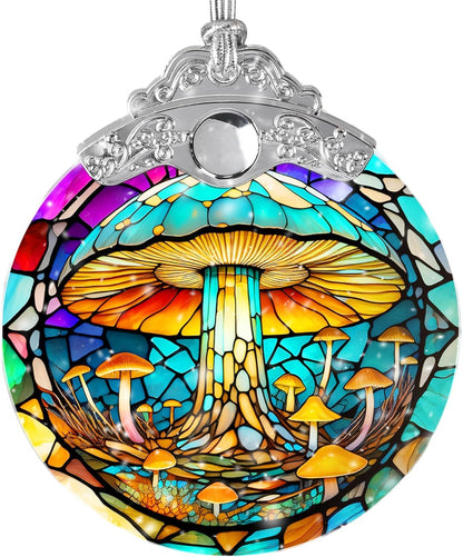 Stained Glass Suncatcher, Jocidea Mushroom Ornament, Christmas Ornaments, Holidays Ornaments, Christmas Tree Decor, Mushroom Decor for Home, Mushroom Gifts