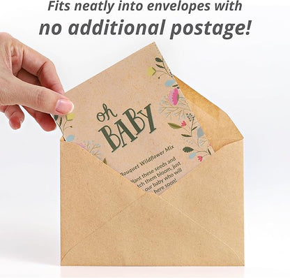 BENTLEY SEED CO. Oh Baby Seed Packets|Girl or Boy Baby Shower Favors for Guests | 25 Wildflower Seed Packets | Pre-Filled | Bouquet Wildflower Mix | Non-GMO Seeds | Gender Neutral | Eco-Friendly Gift