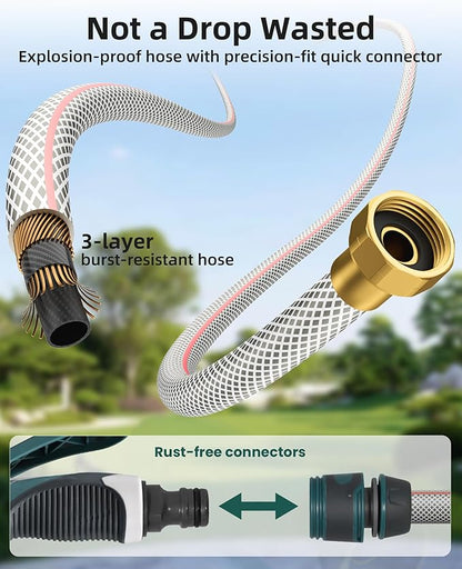 AYURA Retractable Garden Hose Reel 100 ft x 1/2 inch with Pro Metal Shaft, Heavy Duty Automatic Garden Hose Reels with Kink-Free Rewind and Lock at Any Length, Wall Mount Water Hose Reel for Outside