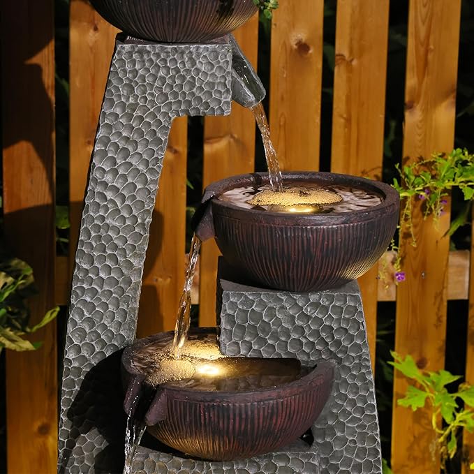 47.5" H Water Fountain Outdoor with LED Lights & Pump, 5-Tier Cascading Outdoor Fountain for Garden,Patio,Porch,Backyard,Home Art Decor Gifts for Housewarming