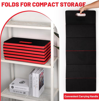 Extra Thick Kneeling Pad for Working Under Car, 47.2 * 17.7 * 1.2" Portable Foldable EVA Mechanic Mat for Garage, Gardening, Yardwork, Workshop, Red & Black