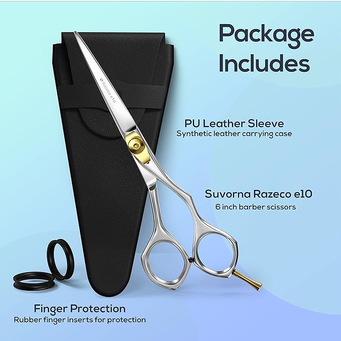 Suvorna 6" Hair Cutting Scissors for Professionals, Barbers & Hairdressers – Sharp Hair Shears for Cutting, Trimming, Grooming – Hair Scissors Professional for Men, Women, Adults