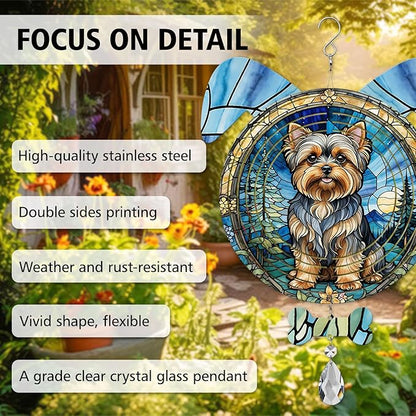 Yorkshire Terrier Dog Ears Wind Spinner, Yorkshire Terrier Wind Spinner Hanging for Yard and Garden (Yorkshire Terrier)