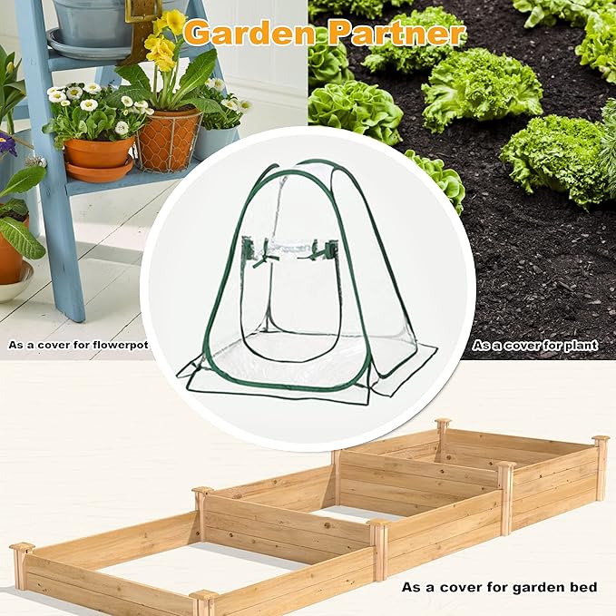 2pcs Quick Set up Mini Greenhouse Portable Small PVC Cover for Garden Flower and Flowerpot Cold Frost Protector Portable Carry Bag with 8 Stakes(PVC(27" L x 27" W x 31" H))