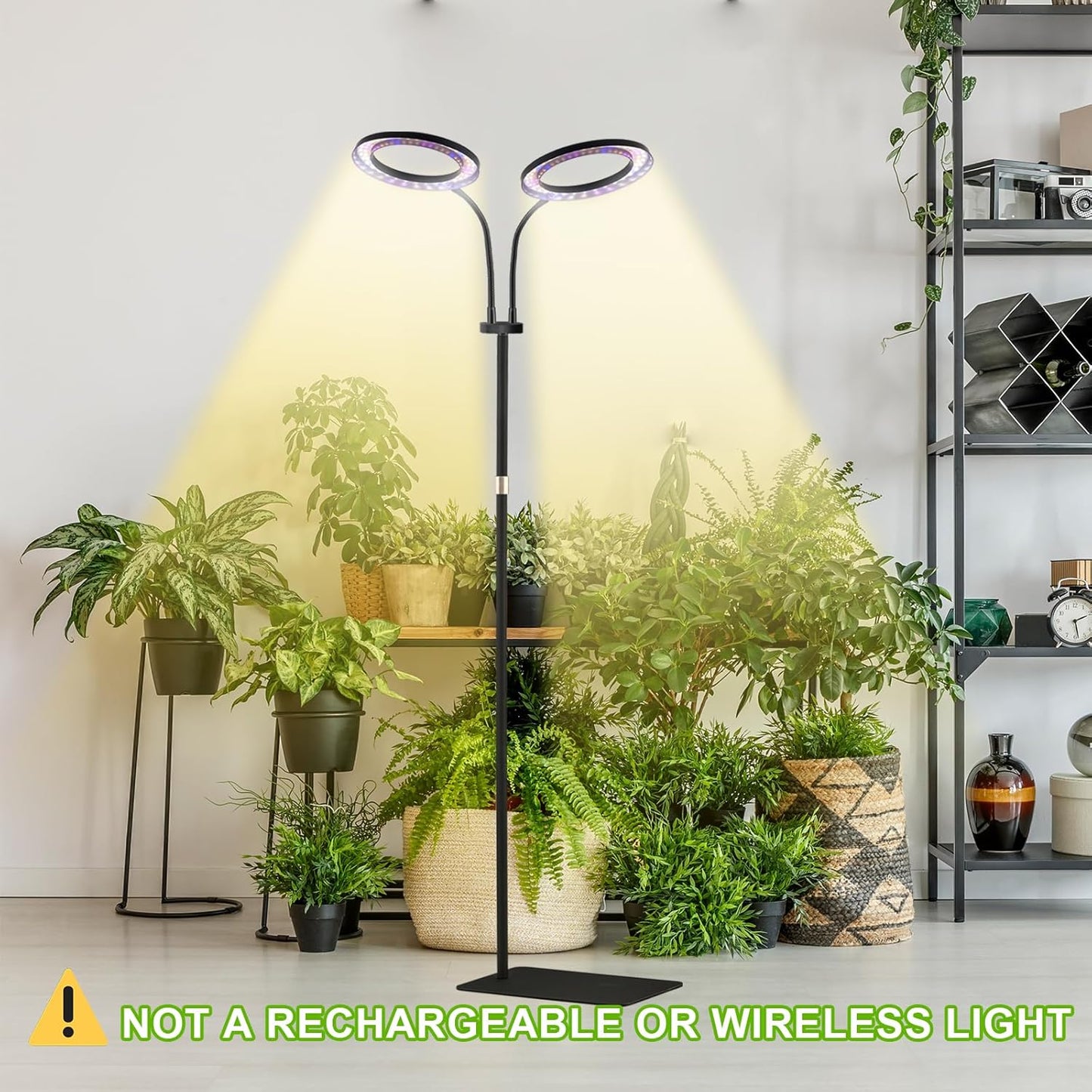 yadoker Desk Plant Grow Light for Indoor Plant, Dual-Head LED Grow Light,Height Adjustable,Automatic Timer with 8/12/16 Hours,10-Level Brightness,Ideal for Large Plant Grow