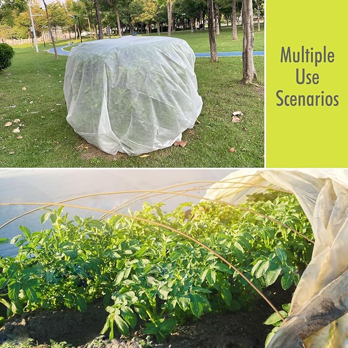 RIFNY Plant Covers Freeze Protection, 1 oz/yd² 10Ft x 50Ft Frost Cloth Plant Freeze Protection for Winter Frost Snowstorm, Frost Blankets for Outdoor Plants Protect from Birds, Pests