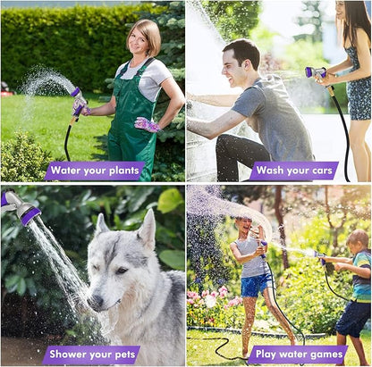 RESTMO Garden Hose Nozzle, Heavy Duty Metal Water Hose Nozzle with 7 Adjustable Spray Patterns, High Pressure Hand Sprayer with Flow Control, Best for Watering Plant & Lawn, Washing Car & Pet, Purple