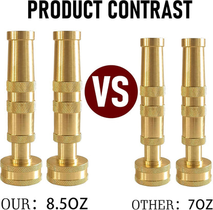 Hourleey Adjustable Twist Hose Nozzle, 4" Heavy-Duty Brass Hose Nozzle with 8 Garden Hose Rubber Washers (4 Pack)