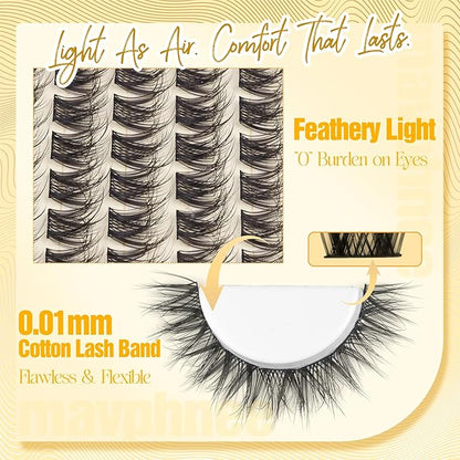 12MM Lash Clusters Short Natural Eyelash Cluster 3D Fluffing Individual Lashes CC-Curly Cluster Eyelash Extensions 99Pcs Wispy Cluster Lashes for Daily Wear