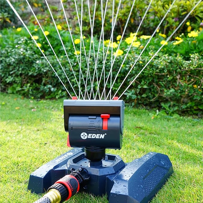 Eden 16028 4-Way Adjustable Mini Turbo Oscillating Sprinkler Head for Lawn and Garden; 1/2 Inch Thread Connector Fits for Most Garden Tool Base