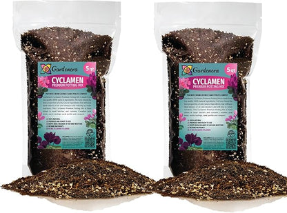 Gardenera Premium Cyclamen Potting Soil Mix - Perfect Balance of Nutrients, Drainage, and Aeration for Thriving Blooms - 10 Quart