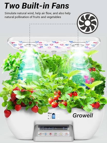 Hydroponics Growing System Kit, 17 Pods Herb Garden with 102 28W Full-Spectrum Grow Lights & 2 Fans, Indoor Garden with Water Pump, 10L Water Tank, Auto Timer, Height Adjustable (White & Grey)