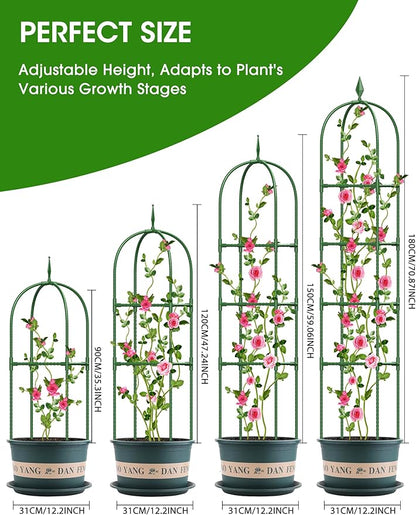 Trellis for Climbing Plants Outdoor, 6FT Garden Obelisk Rustproof PE Coated Metal Potted Plant Climbing Support, Thickened Tube Plant Tower Trellis for Clematis Vine Support Indoor (1 Pack)