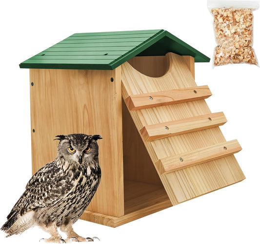 Prolee Screech Owl House Hand Made 14 x 10 Inch Cedar Wood Owl Box with Mounting Screws, Easy Assembly Required (Standard)