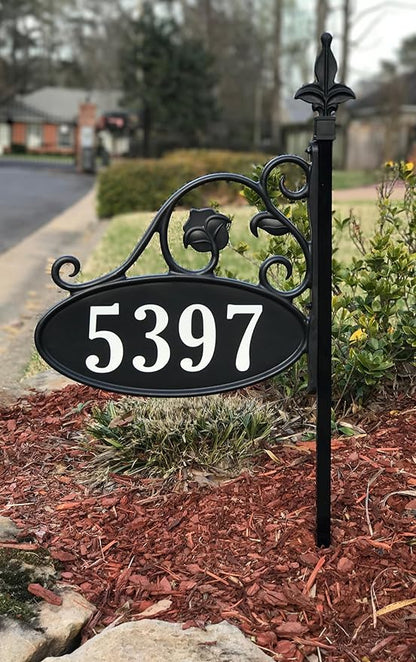 Address America USA Handcrafted Park Place Double-Sided Reflective Customized Address Sign For Yard - Arrives Ready To Install - 30" Pole Included - AS