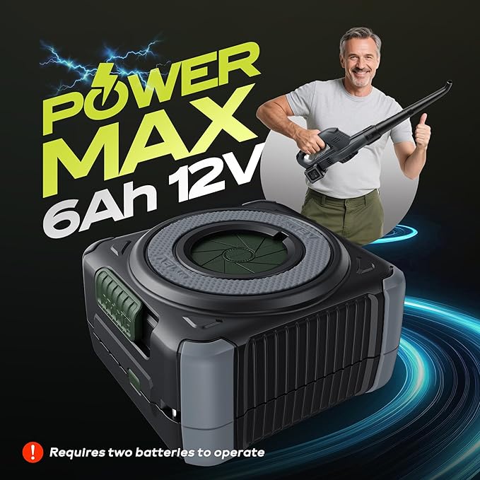 Battery Leaf Blower 550 CFM 240 MPH, Electric Leaf Blower Cordless with 2X 6000mAh Battery, Lightweight, High Power, Portability, Lawn Blower for Gardeners of All Abilities