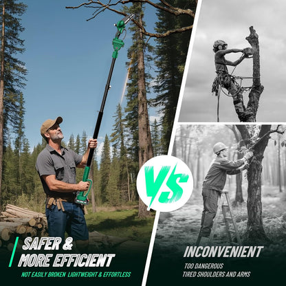 2-in-1 Pole Saws for Tree Trimming, Brushless Mini Chainsaw 6 Inch with Extension Pole, Electric Pole Saw with 2*2.0 Ah Battery Powered Pole Chainsaw, Electric Tree Trimmer for Branch Cutting
