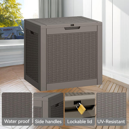Outdoor Storage Box, Resin Deck Boxes Indoor and outdoor, Waterproof Storage Box Lockable Lid (Grey, 35 Gallon)