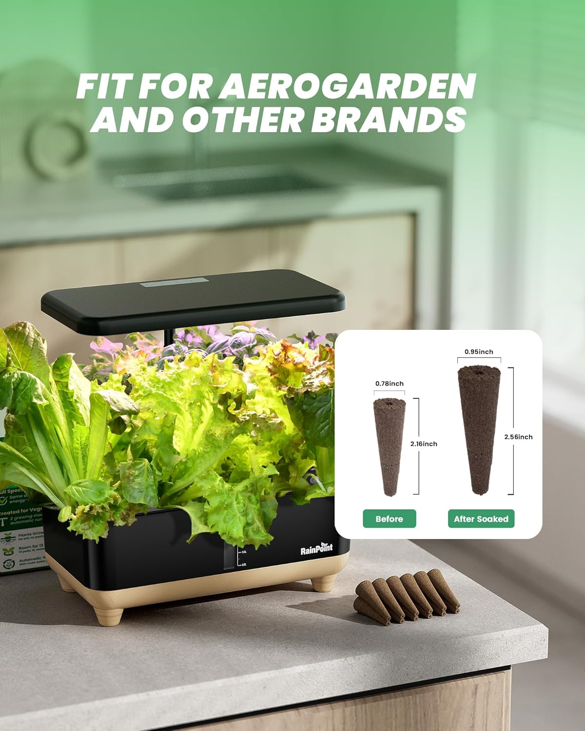 RAINPOINT 52 Pack Grow Sponges for Hydroponics - Hydroponic Sponges for Aerogarden and All Brand - with 52 PCS Grow Spongesn, 52 PCS Light-Blocking Paper, 1 PCS Tweezers