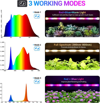 LED Grow Lights Strips for Indoor Plants, 3 Working Modes & 10 Dimmable Levels Plant Lights with Auto Cycle Timer 3/9/12Hrs, 36W Full Spectrum DIY Growing Lamps for Seedings Hydroponics, 6 Strips