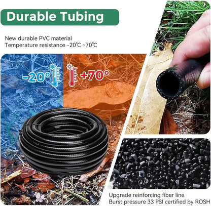 40 FT 1/2 inch Drip Irrigation Tubing Main Line Hose Tube for Garden Irrigation System (Includes 1/2" Straight Connector and 3-Way Connector)