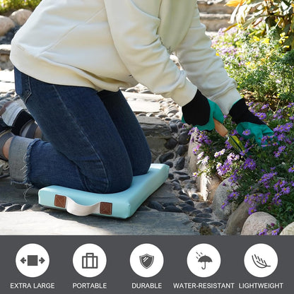 HappyPicnic Waterproof Kneeling Pad for Garden or Bath, 2 inch Thick Soft Foam Kneeler Mat for Gardeners Knee Support or Bathtub Bathing Baby with Handle and Removable Cover-Green