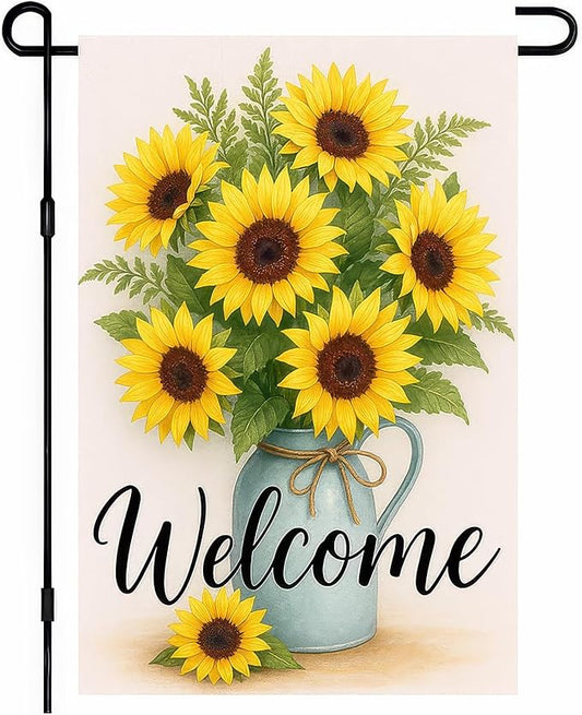 Garden Flags 12x18 Inch Halloween Garden Flag Double-Sided Sunflower Bouquet Welcome Fall Outdoor Yard Sign Porch Lawn Decor Seasonal Autumn Flowers Thanksgiving Decor